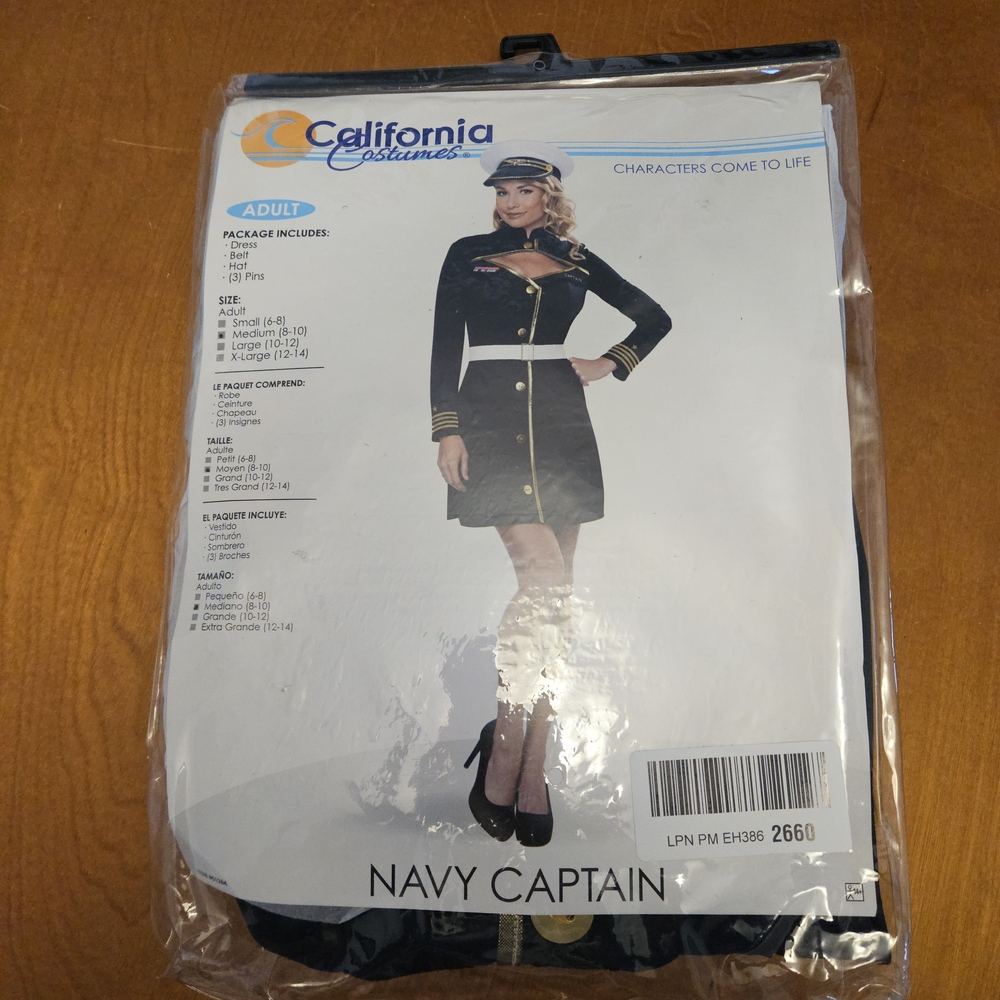 California Costumes Navy Captain Costume NEW Size M